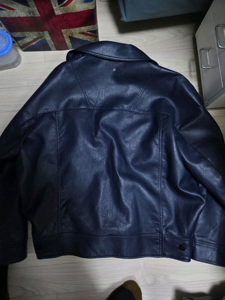 시스템옴므 정품 레더 네이비 자켓 100사이즈--4