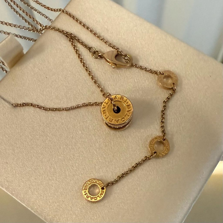 불가리 다이아 비제로원 18K 골드 목걸이--5