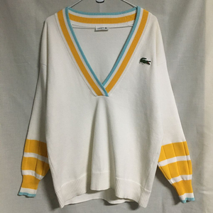 라코스테 여성 컬러블록 브이넥 니트 S (90)