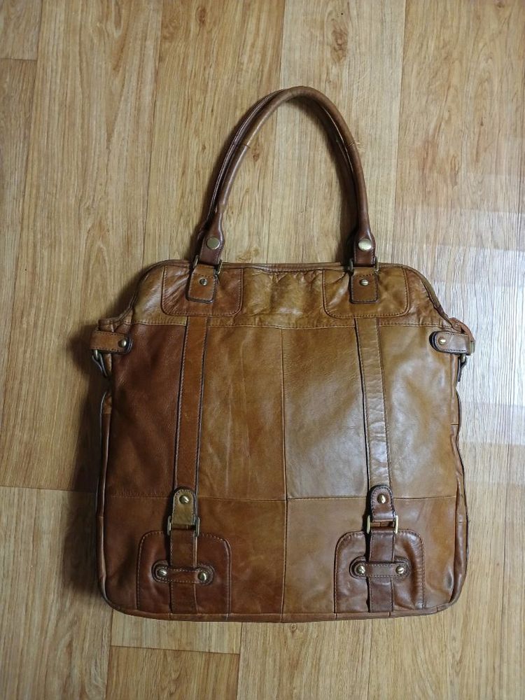 남성 (천연 가죽) 토트백 가방 (L싸이즈) (브라운) (상태 깨끗하고 좋아요)--1