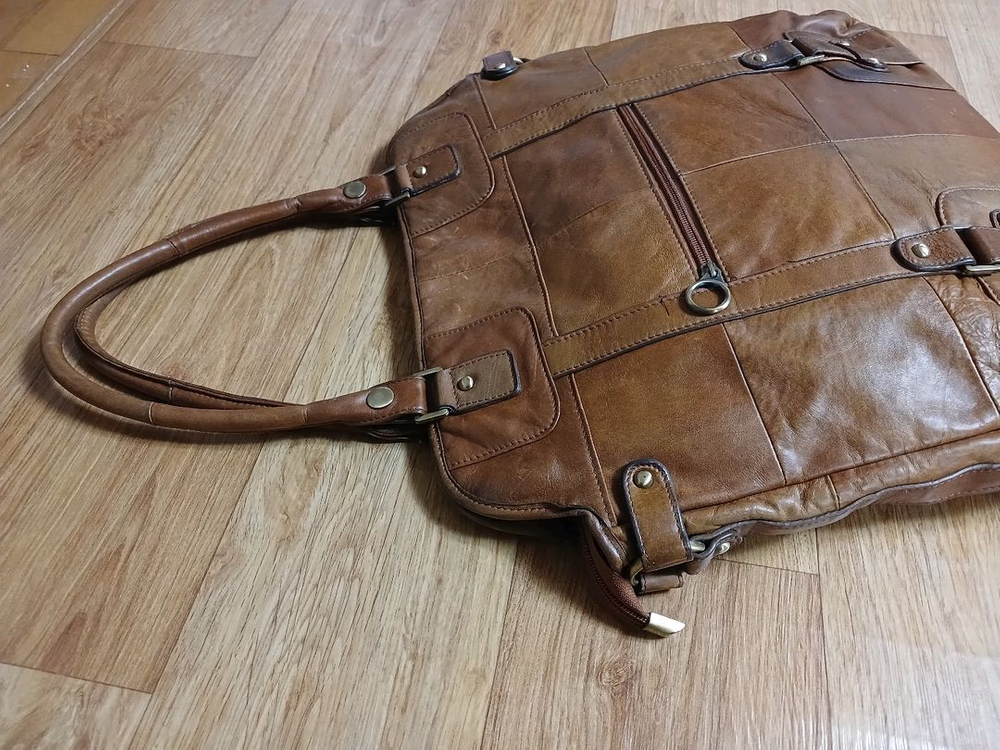 남성 (천연 가죽) 토트백 가방 (L싸이즈) (브라운) (상태 깨끗하고 좋아요)--6