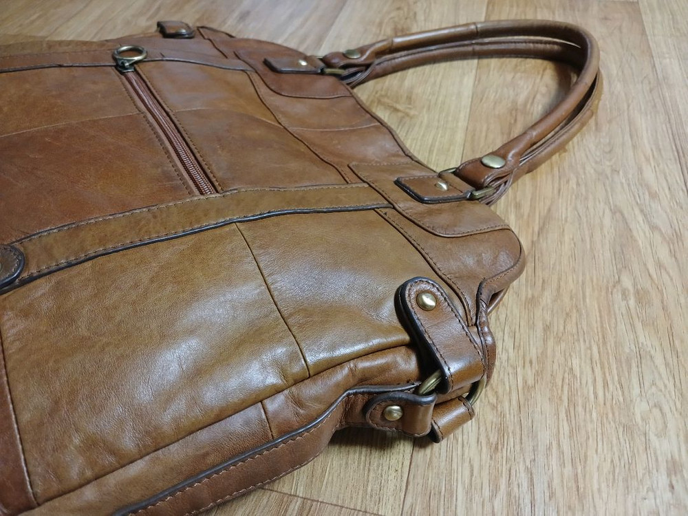 남성 (천연 가죽) 토트백 가방 (L싸이즈) (브라운) (상태 깨끗하고 좋아요)--7