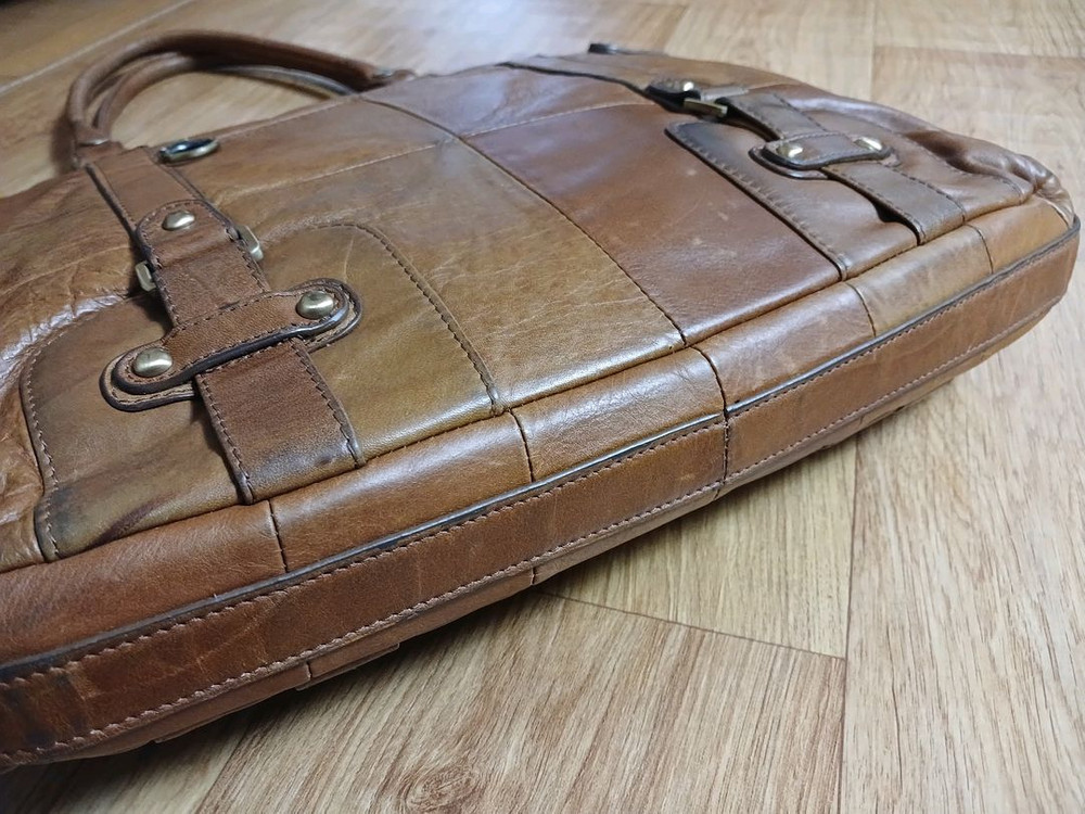 남성 (천연 가죽) 토트백 가방 (L싸이즈) (브라운) (상태 깨끗하고 좋아요)--8