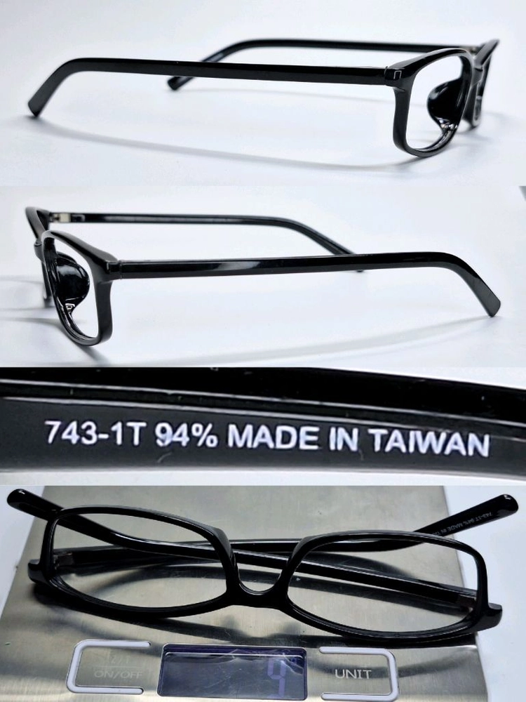 743-1T 94% MADE IN TAIWAN 블랙 슬림 뿔테 스퀘어 안경테 y2k 일본수입 대만제조 패션 아이웨어 이미지