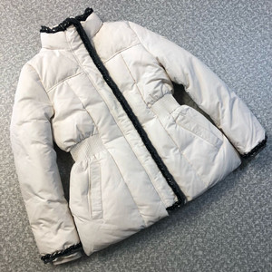 에고이스트 20년 트위드 구스 다운 패딩 점퍼 코트 아이보리 퀼팅