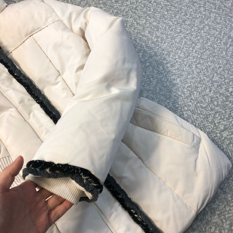 에고이스트 20년 트위드 구스 다운 패딩 점퍼 코트 아이보리 퀼팅--5