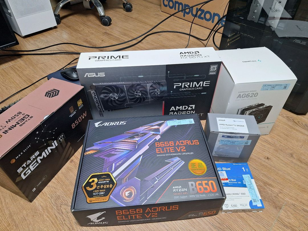 게이밍 컴퓨터 PC 본체 Ryzen 9600X RX 9070 XT 배그 아이온2 명조 게임용 사무용 데스크탑--3