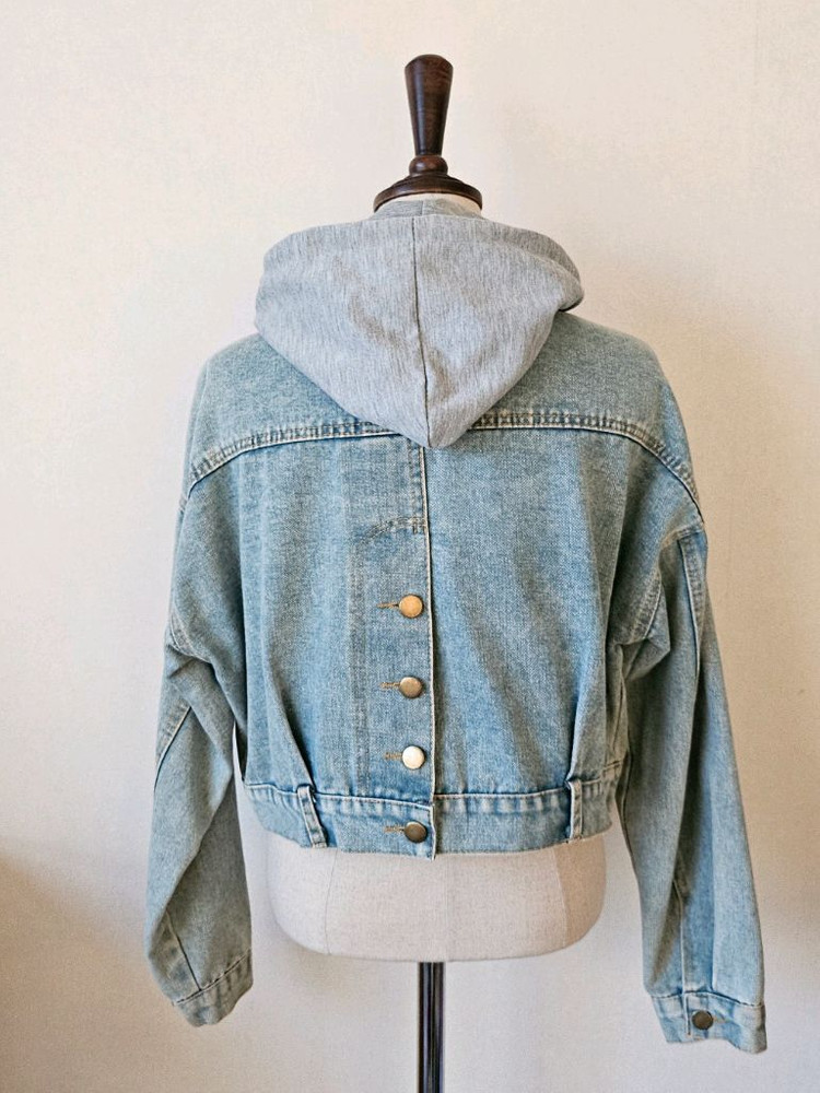 홍대 감성 크롭 데님자켓 / 후드 탈부착 빈티지 청자켓 free 이미지