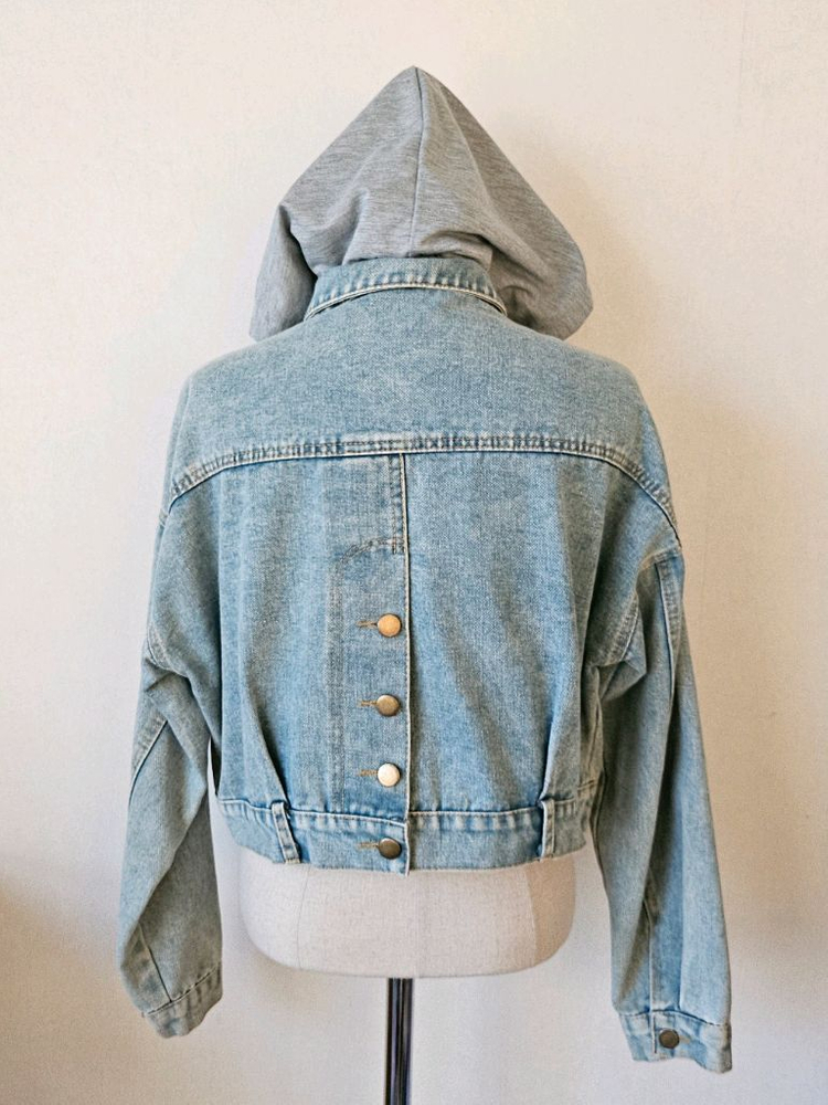 홍대 감성 크롭 데님자켓 / 후드 탈부착 빈티지 청자켓 free 이미지
