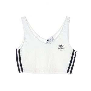 아디다스 오리지널 화이트 슬리브리스 크롭탑 브라탑 F40