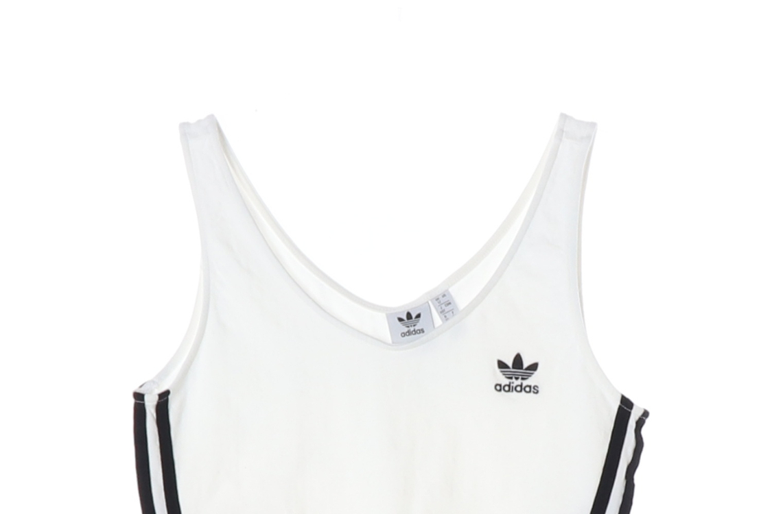 아디다스 오리지널 화이트 슬리브리스 크롭탑 브라탑 F40--2