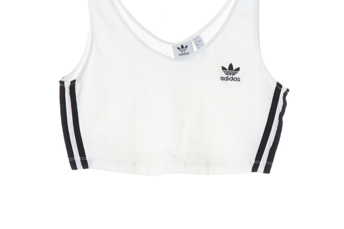 아디다스 오리지널 화이트 슬리브리스 크롭탑 브라탑 F40--3