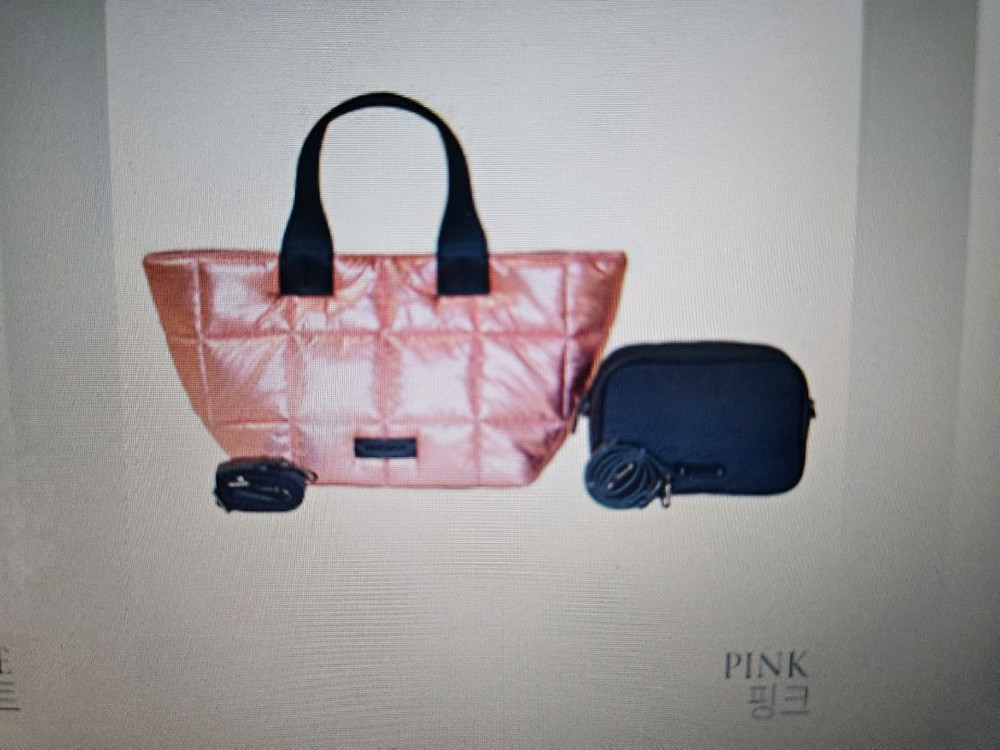 지온리안테 라이트 패딩백 + 미니백 세트(핑크/브라운)--2