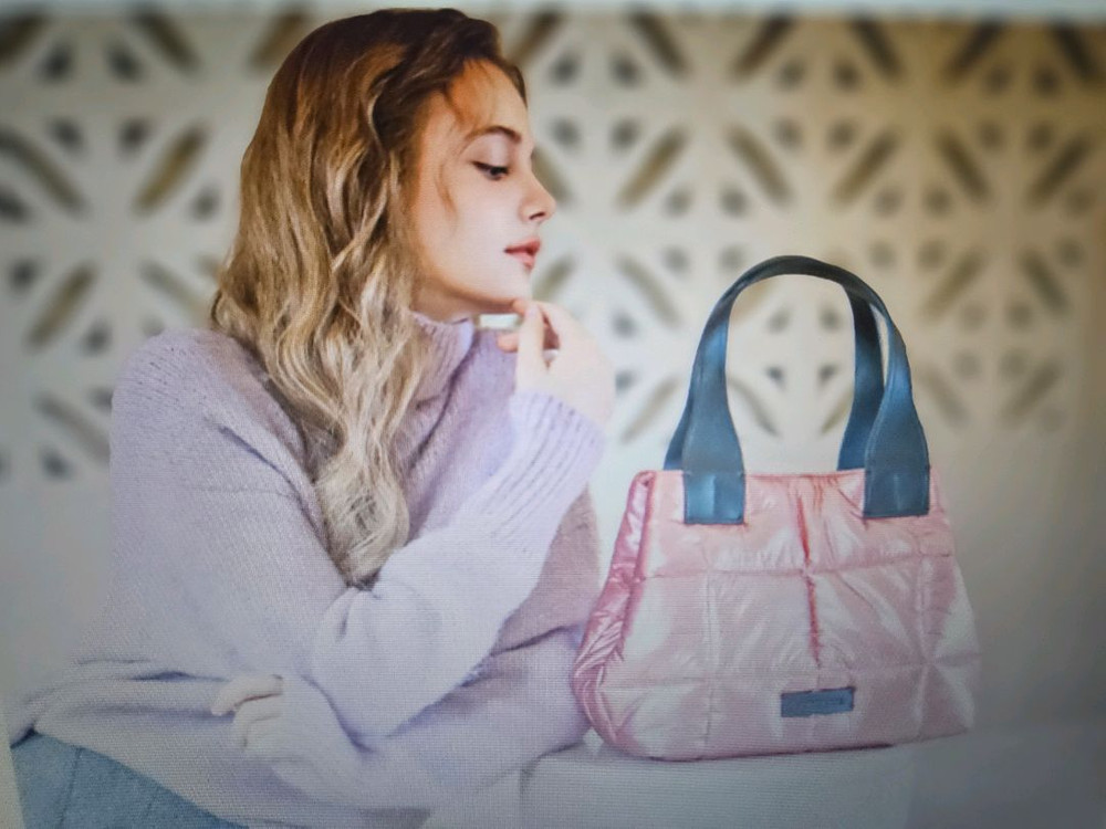 지온리안테 라이트 패딩백 + 미니백 세트(핑크/브라운)--4