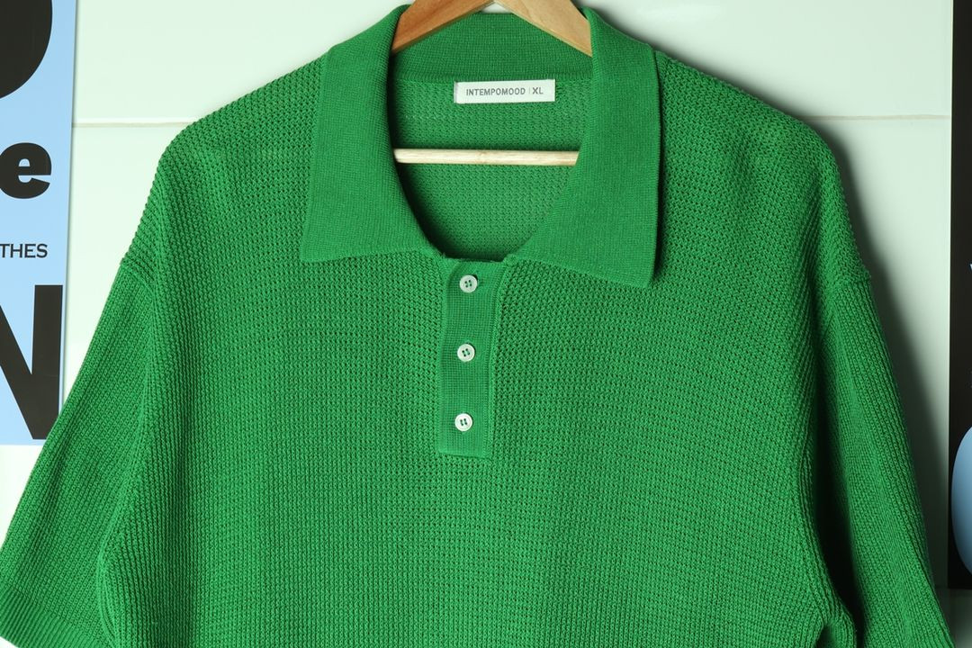 (XL-2XL) 인템포무드 반팔 카라 티셔츠 니트 이미지