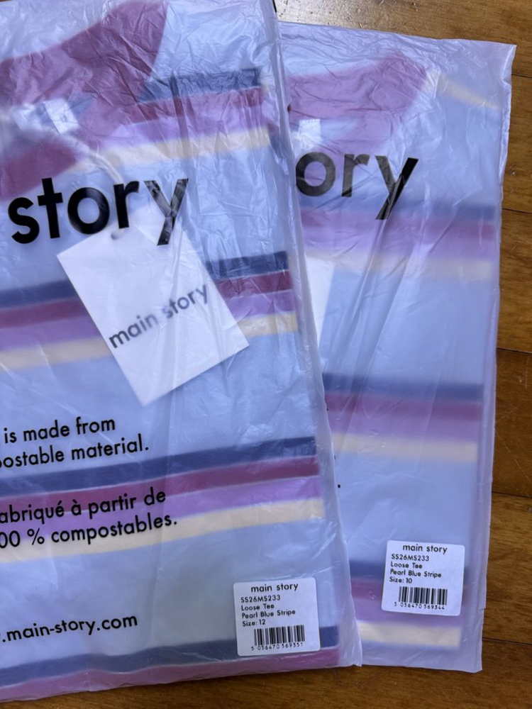 (새상품, 정품) 26ss 메인스토리 루즈 티셔츠, Pearl Blue Stripe 10y, 12y--2