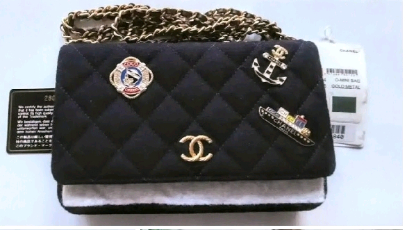 Chanel Chain Bag정품 샤넬 불렉 퀼링 펠트크루즈 참월렛 온 체인 숄더백--0