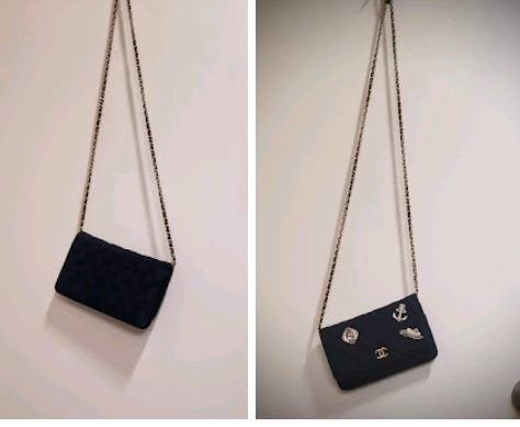 Chanel Chain Bag정품 샤넬 불렉 퀼링 펠트크루즈 참월렛 온 체인 숄더백--2