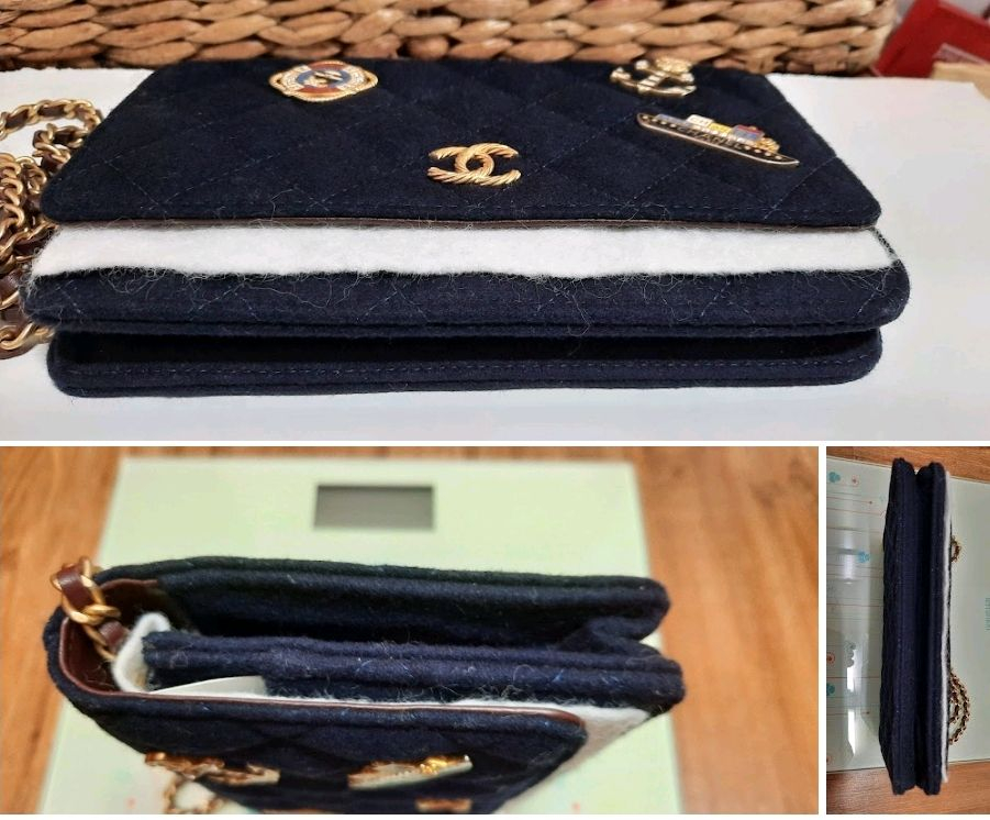 Chanel Chain Bag정품 샤넬 불렉 퀼링 펠트크루즈 참월렛 온 체인 숄더백--5