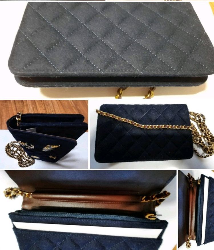 Chanel Chain Bag정품 샤넬 불렉 퀼링 펠트크루즈 참월렛 온 체인 숄더백--6