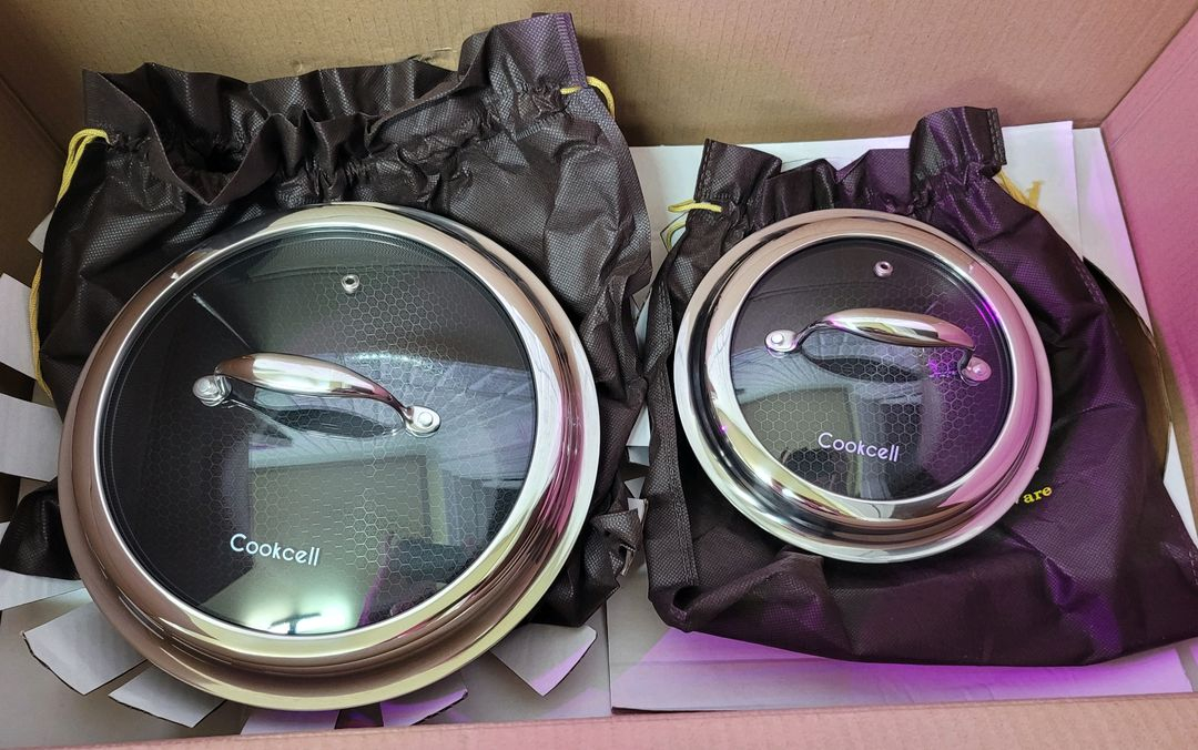 <새상품>쿡셀 통삼중 블렉 큐브 가마솥 16cm + 22cm 세트(뚜껑포함)--1