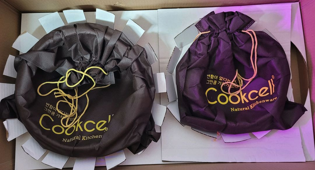 <새상품>쿡셀 통삼중 블렉 큐브 가마솥 16cm + 22cm 세트(뚜껑포함)--3