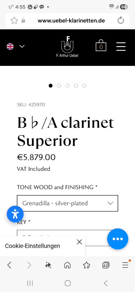 우에벨 슈페리어 Bb클라리넷/S급(미사용)풀박스 상태완벽/전문가용/320만--9