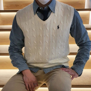 폴로 랄프로렌 케이블 니트 코튼 스웨터 베스트 L(100~105) 아이보리컬러