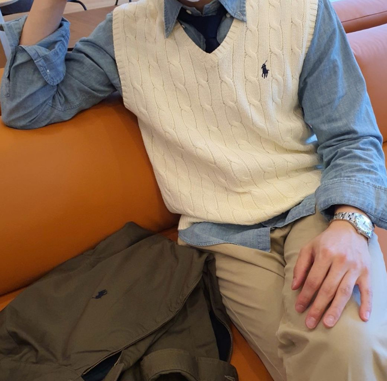 폴로 랄프로렌 케이블 니트 코튼 스웨터 베스트 L(100~105) 아이보리컬러--1