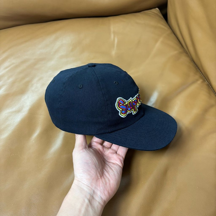 슈프림 6패널 볼캡 모자 곤즈 워시드 블랙--2