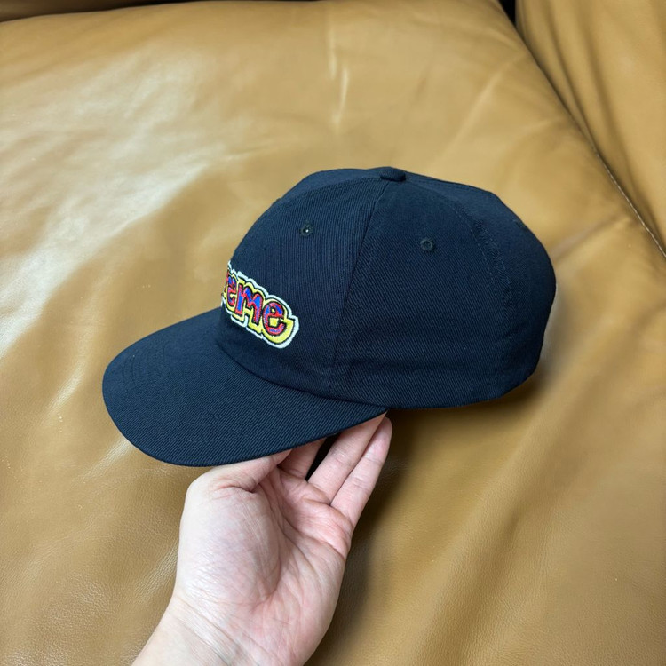 슈프림 6패널 볼캡 모자 곤즈 워시드 블랙--3