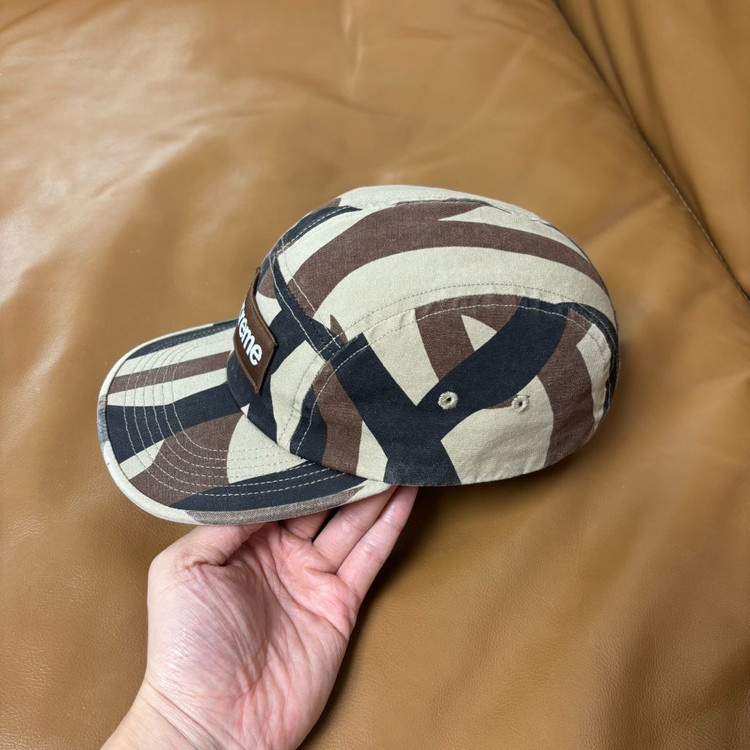 슈프림 캠프캡 모자 박스로고 워시드 카모 탄--3