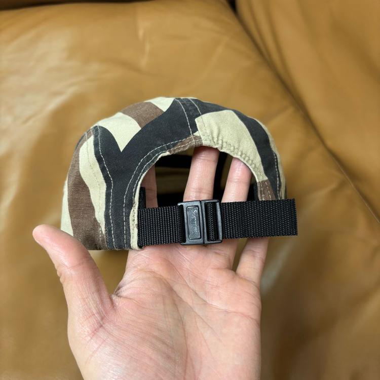 슈프림 캠프캡 모자 박스로고 워시드 카모 탄--6