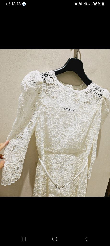 지고트 김지수착용 화이트 레이스 원피스 77사이즈--5