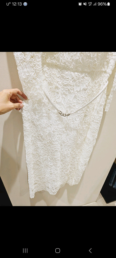 지고트 김지수착용 화이트 레이스 원피스 77사이즈--6