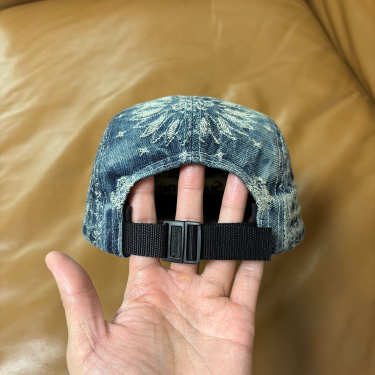 슈프림 캠프캡 모자 박스로고 반다나 워시드 데님--6