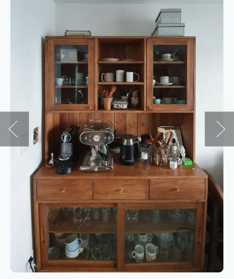 네추럴 월넛 원목 그릇장 유리 장식장 주방 수납장--6