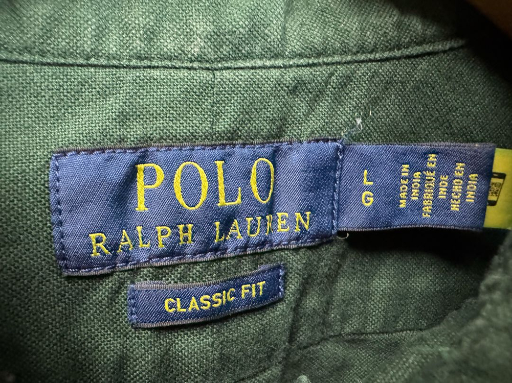 폴로 랄프로렌 가먼트다이 옥스포드 셔츠 (클래식핏L/그린)--7