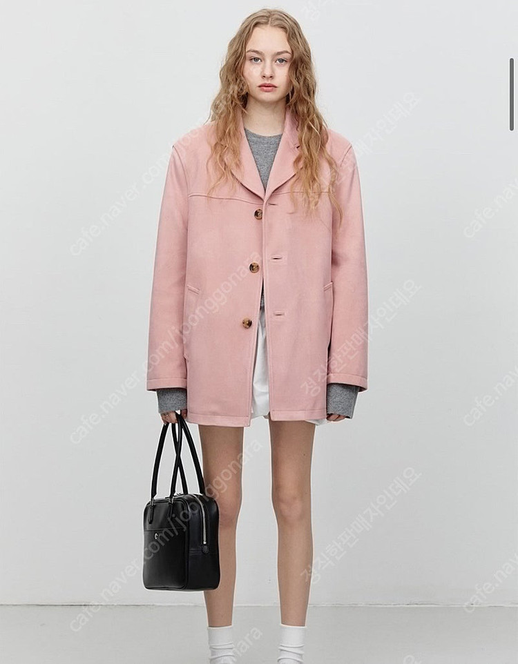 던스트 비건 스웨이드 자켓 s 하프코트 소프트핑크 루에브르 보카바카 타낫--3