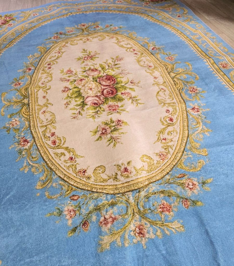 고전풍 블루 플라워 카페트 새상품--6