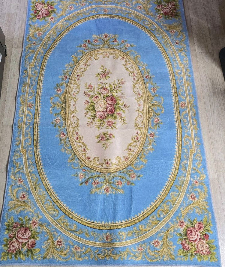 고전풍 블루 플라워 카페트 새상품--7