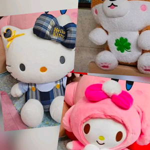 캐릭터 인형 세트(마이멜로디&헬로키티&네잎클로버시바견인형) 35cm 인형