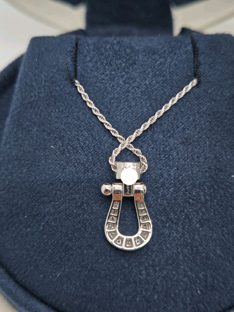 프레드포스텐목걸이 미디엄화이트골드풀파베 정품 보증서X--2