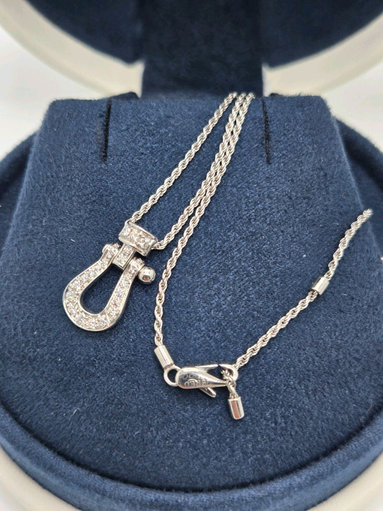 프레드포스텐목걸이 미디엄화이트골드풀파베 정품 보증서X--3