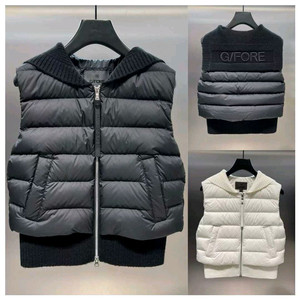 지포어 니트배색 다운 패딩 조끼