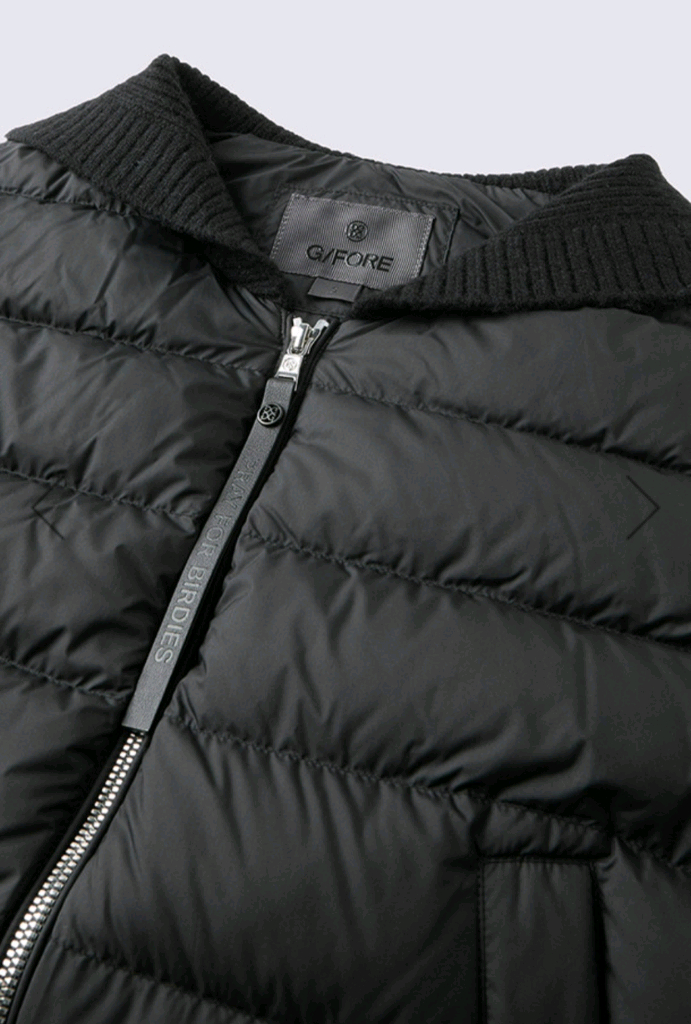 지포어 니트배색 다운 패딩 조끼--5