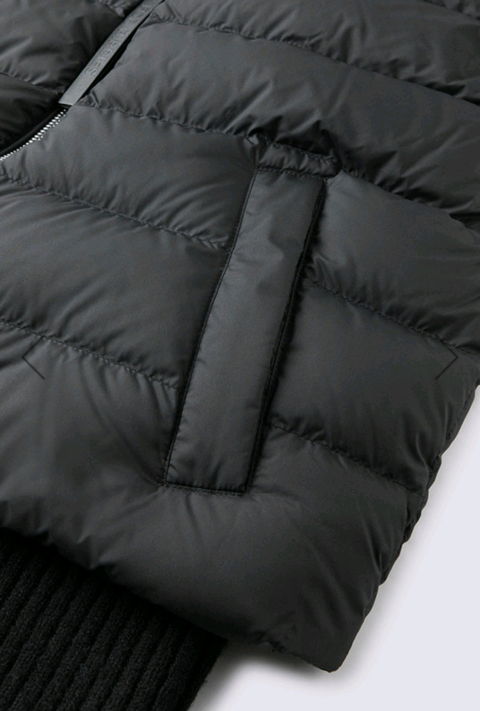 지포어 니트배색 다운 패딩 조끼--7