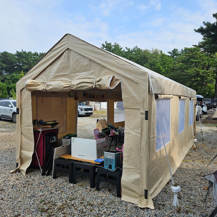 테라스 그늘막 창고 장박 농막 가제보 캐노피천막 야외 캠핑 옥상 몽골텐트 천막 이미지