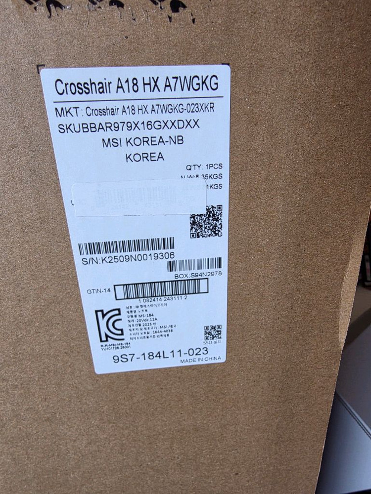 MSI 크로스헤어 18인치 라이젠9 rtx5070--5