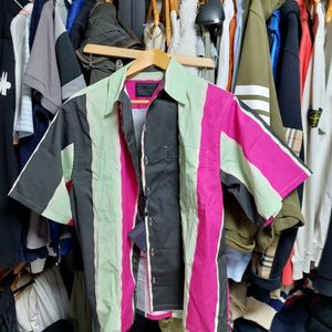 프라다 스트라이프 오버셔츠 m 실측 100 백화점판